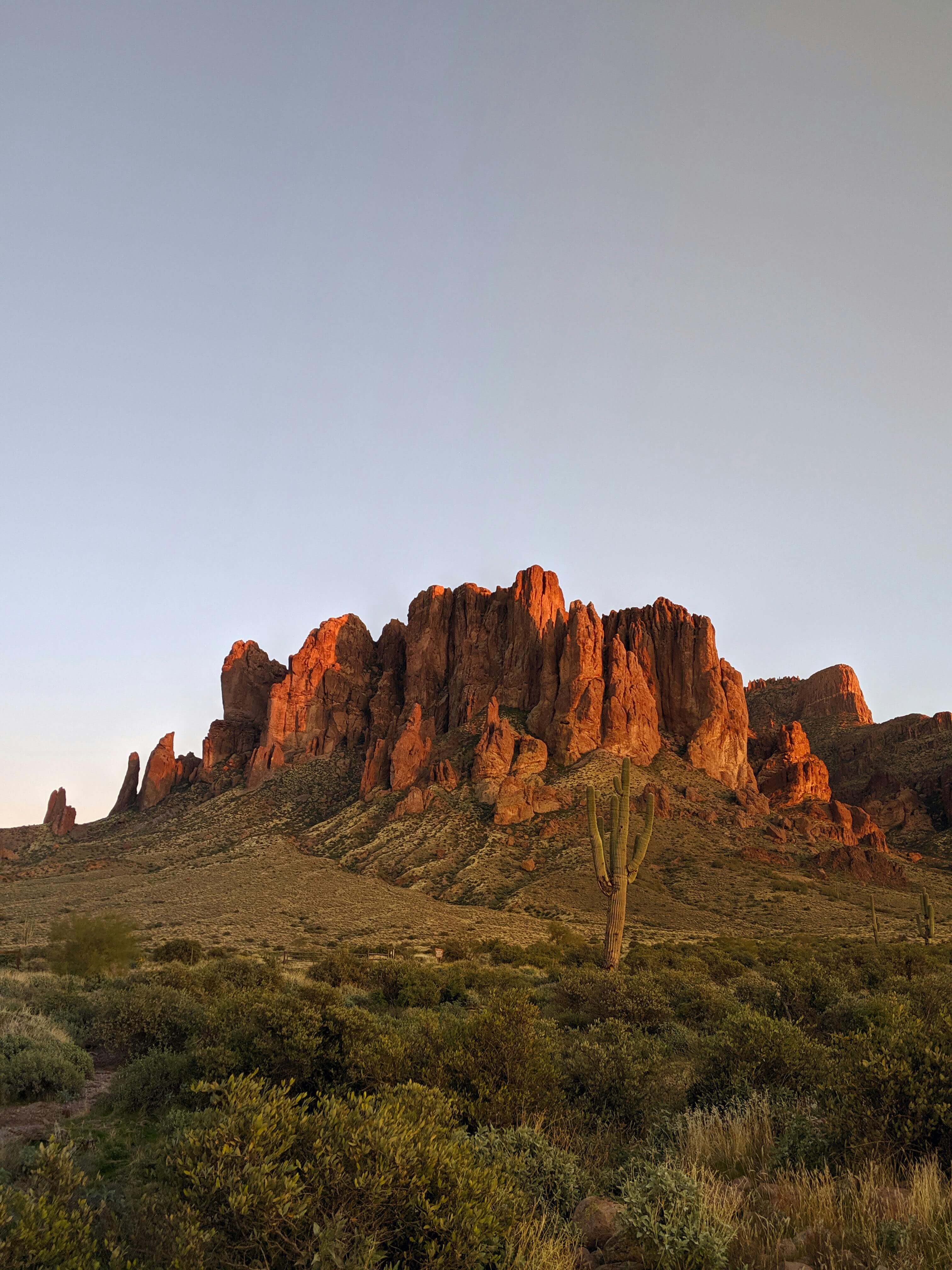 Superstition Mountains in Arizona during sunset