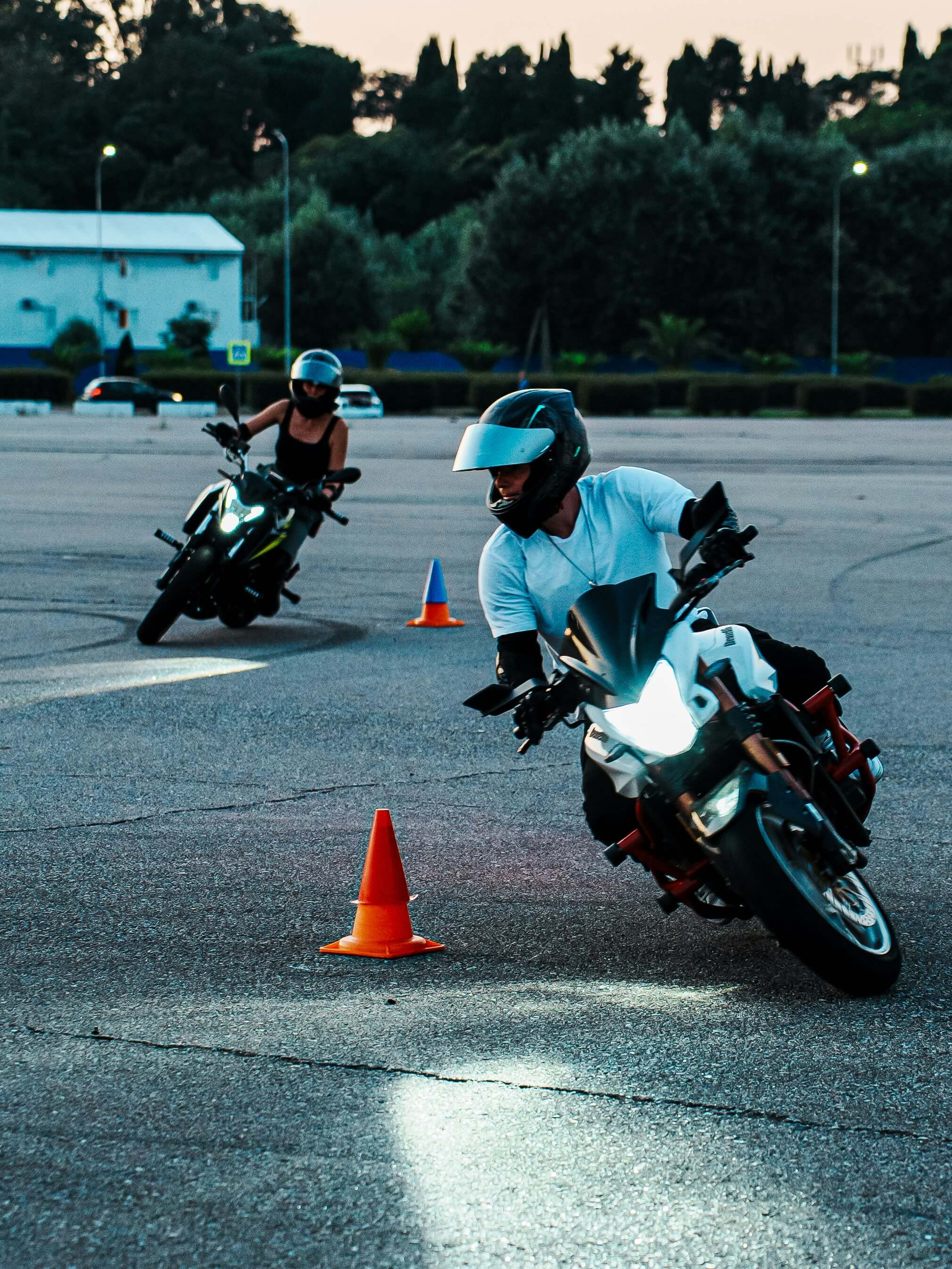 Rider practicing safe motorcycle control