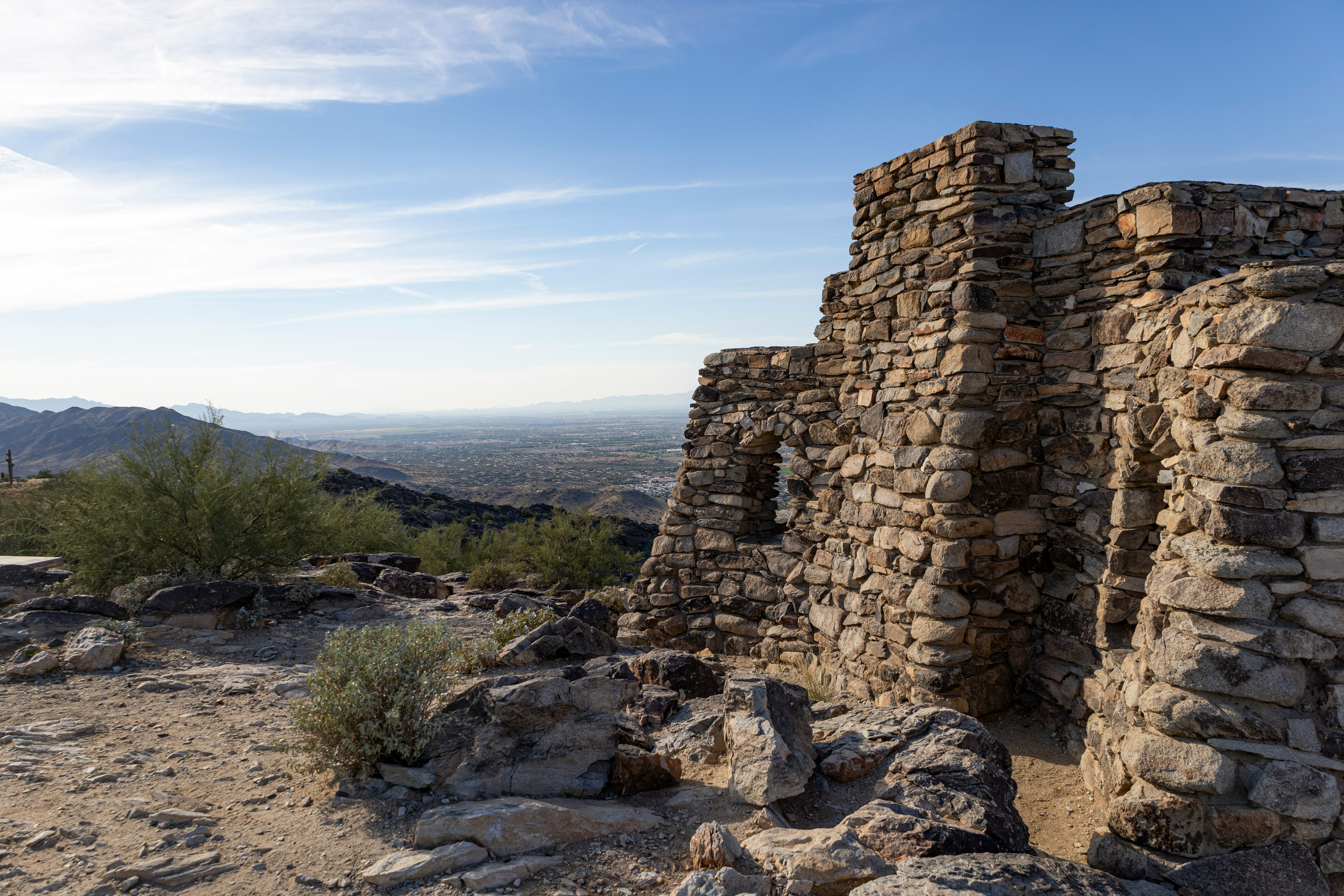 stone wall in middle of desert