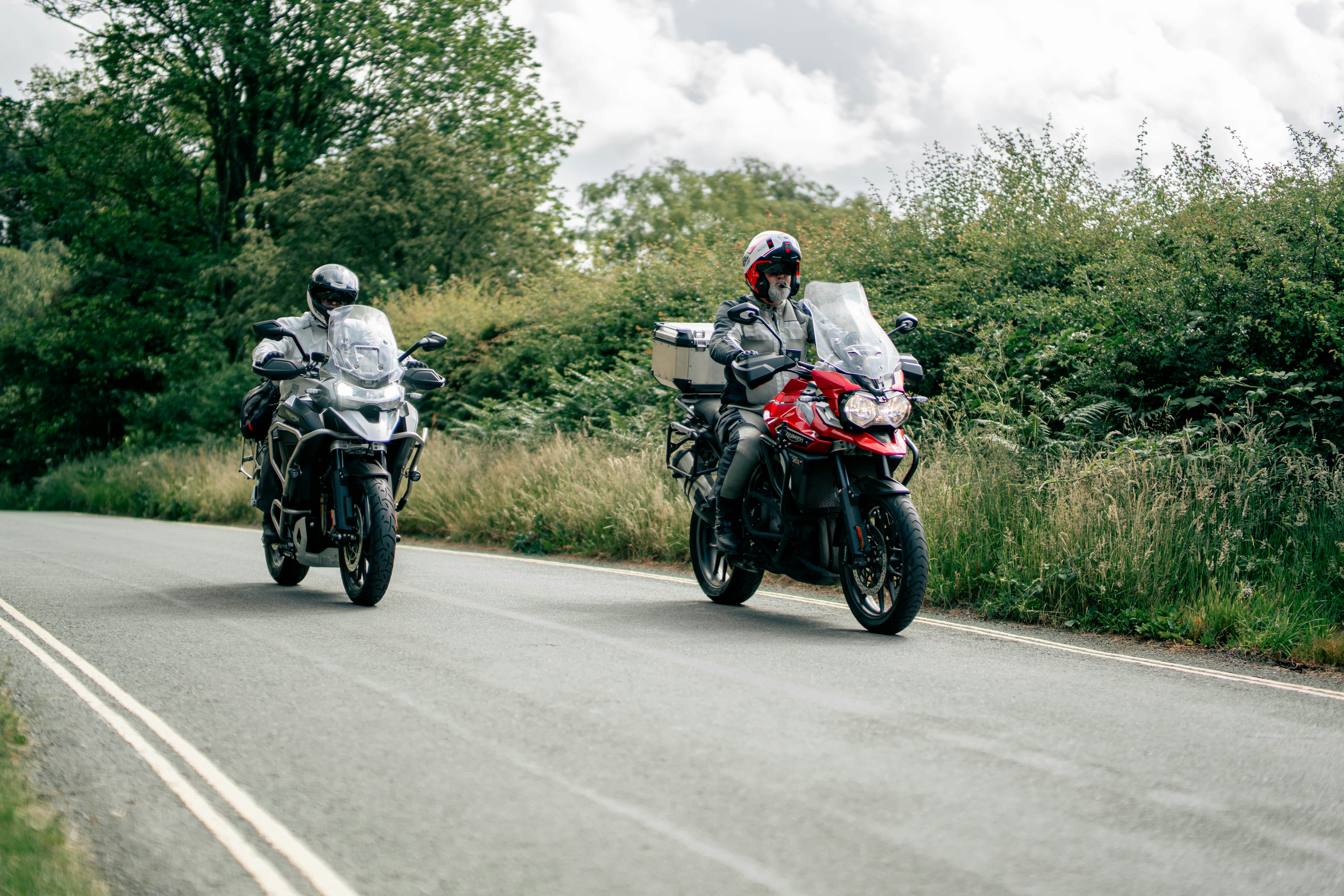 Touring motorcycles on road